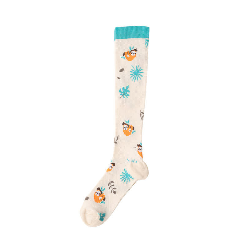 Cute Animal Plant Print Compression Socks(6 Pairs)