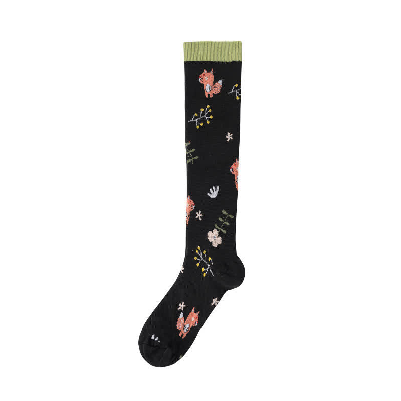 Plusock Cute Animal Plant Print Compression Socks(6 Pairs) - image 8