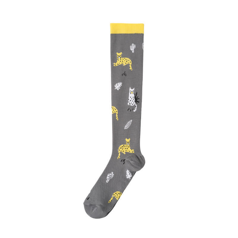 Cute Animal Plant Print Compression Socks(6 Pairs)
