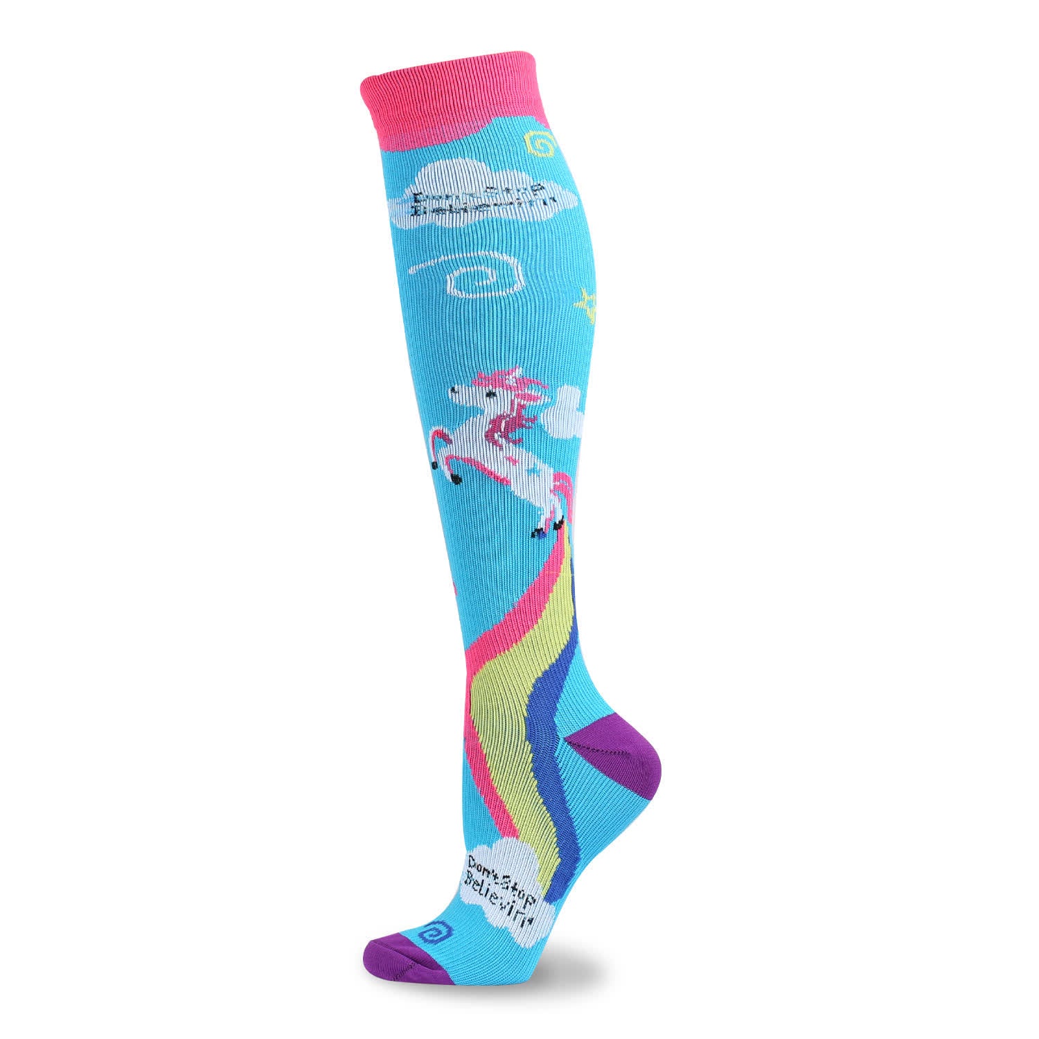 Plusock Funny Cartoon Animal Print Compression Socks(5 Pairs) - Blue - S/M - image 13