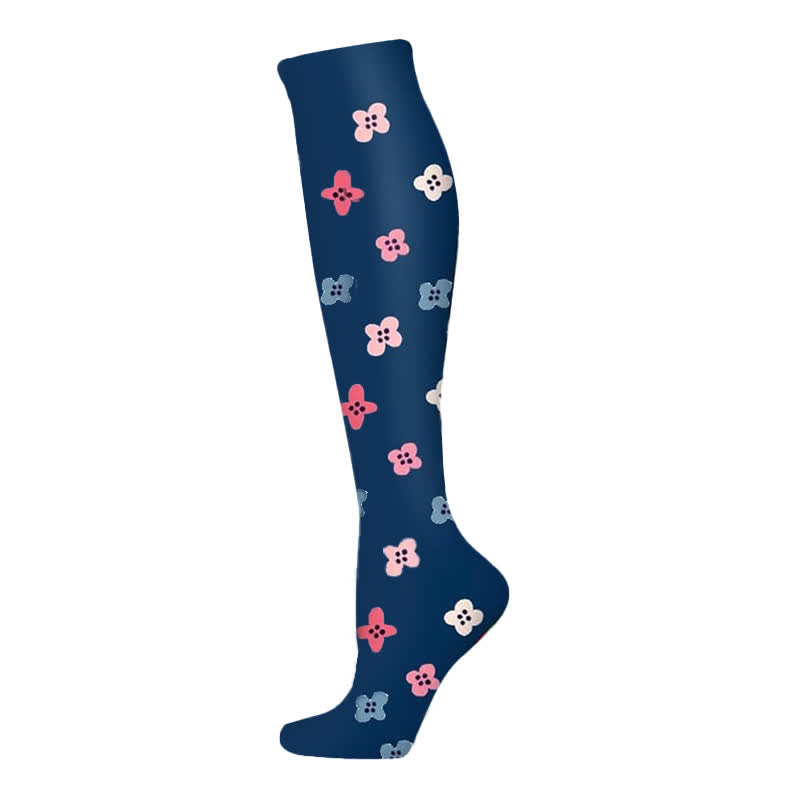 Plusock Blooming Flowers Series Compression Socks(6 Pairs) - Navy Blue-B - S/M - image 10