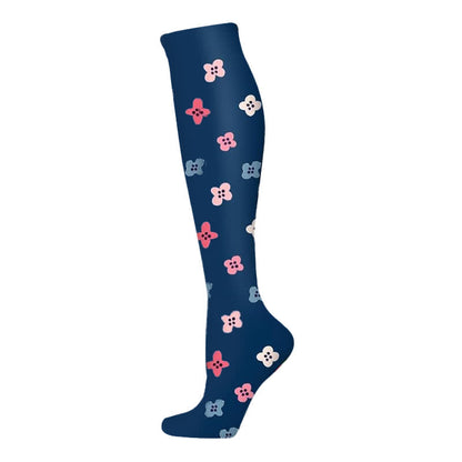 Plusock Blooming Flowers Series Compression Socks(6 Pairs) - Navy Blue-B - S/M - image 10