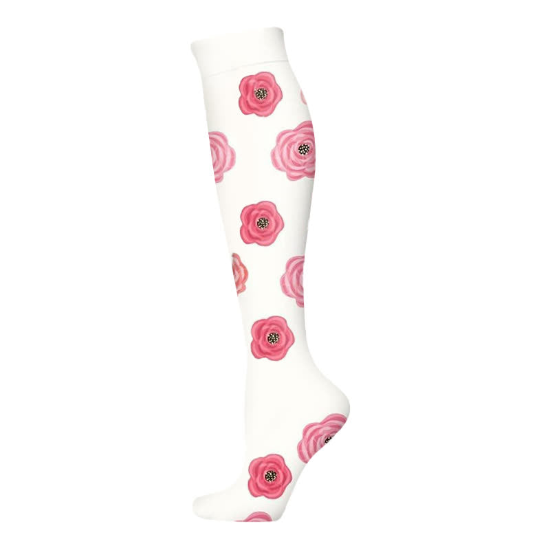 Plusock Blooming Flowers Series Compression Socks(6 Pairs) - White-A - S/M - image 9