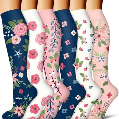 Plusock Blooming Flowers Series Compression Socks(6 Pairs) - Multicolor - S/M - image 0