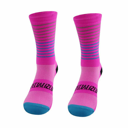 Stripe Print Cycling Quarter Compression Socks(4 Pairs)