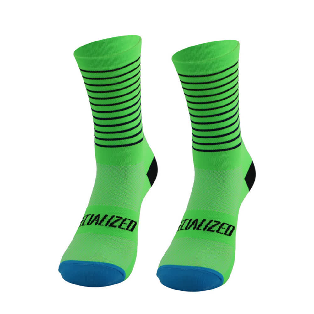 Stripe Print Cycling Quarter Compression Socks(4 Pairs)