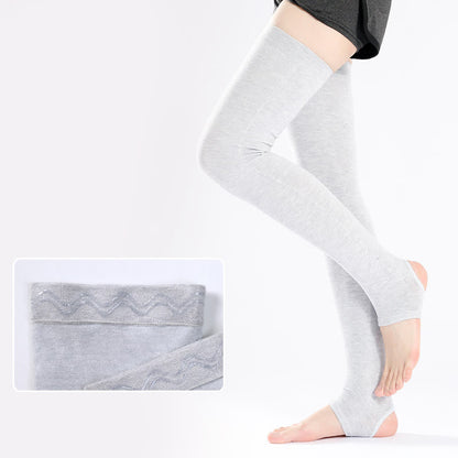 Plusock Solid Color Cotton Thigh Sleeves with Non-slip Silicone Grip