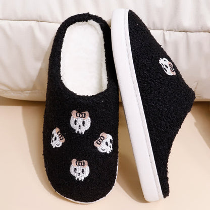 Plus Size Halloween Cute Skull Print Slippers