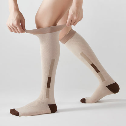 Plusock Simple Rectangular Colorblock Compression Knee High Socks(5 Pairs)