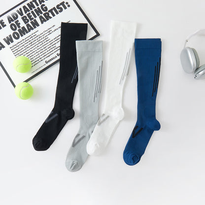 Plusock Striped Sports Compression Knee High Socks(4 Pairs)