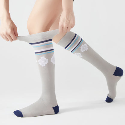 Plusock Geometric Graphic Compression Knee High Socks(5 Pairs)