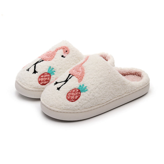 Plus Size Flamingo Plush Slippers
