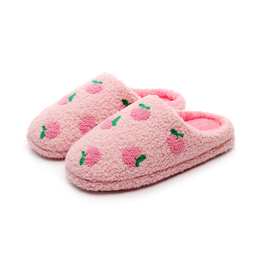 Plus Size Peach Plush Slippers