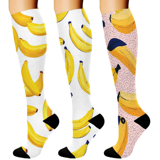 Banana Print Series Compression Socks(3 Pairs)