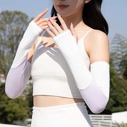 Plusock Color Block Breathable Sun Protection Arm Sleeves