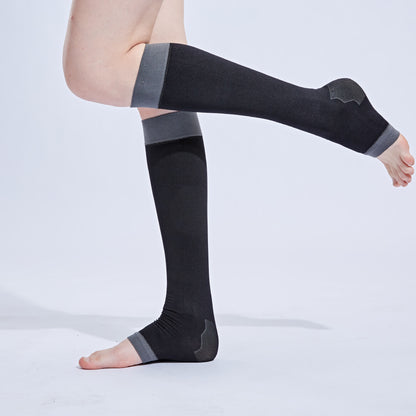 Black Open-toe Compression Knee-high Socks(3 Pairs) - image 4