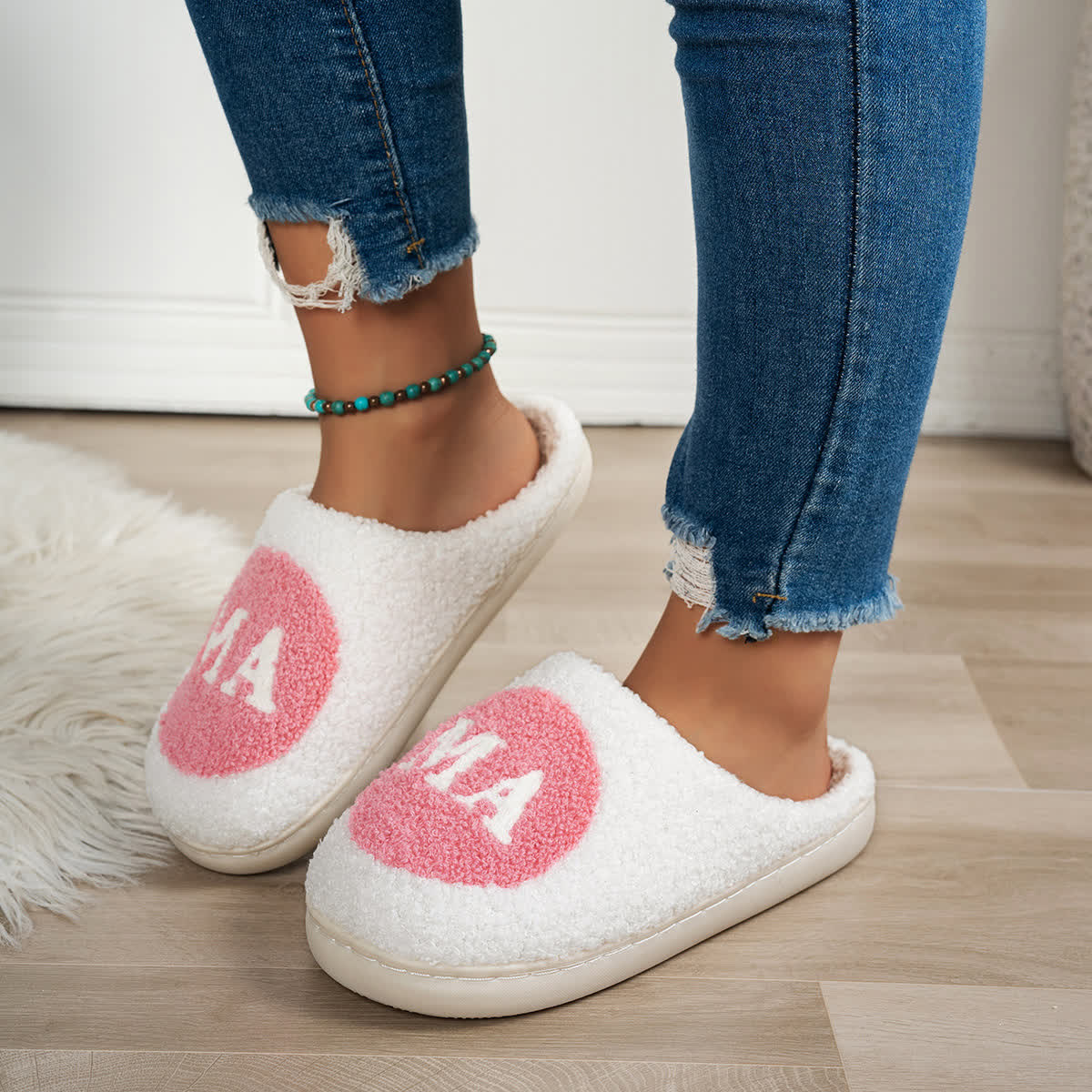 Plus Size MAMA Print Slippers Plusock
