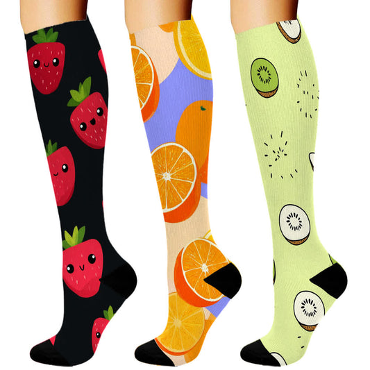 Fruit Lollipop Series Knee High Compression Socks(3 Pairs) - Orange - S/M - image 1