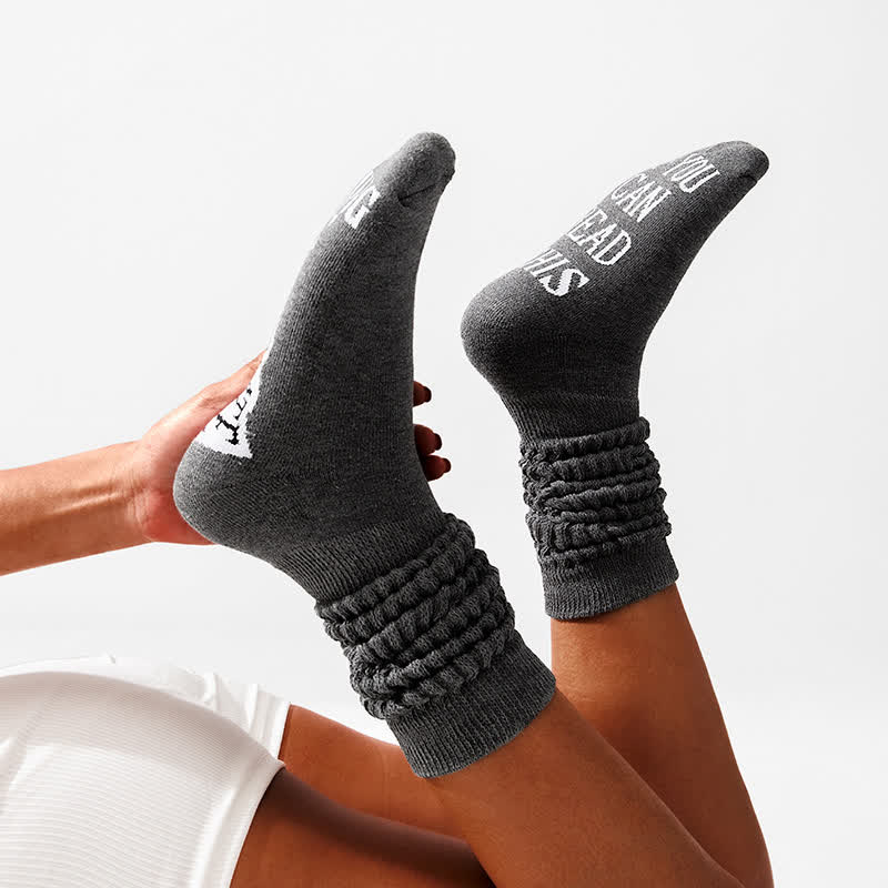 Printed Sole Knee High Socks - Dark Grey - EU36-43(US3-9) - image 19