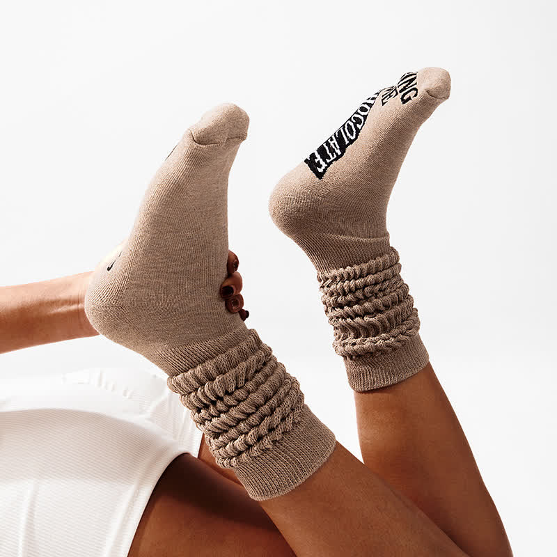 Printed Sole Knee High Socks - Coffee - EU36-43(US3-9) - image 15