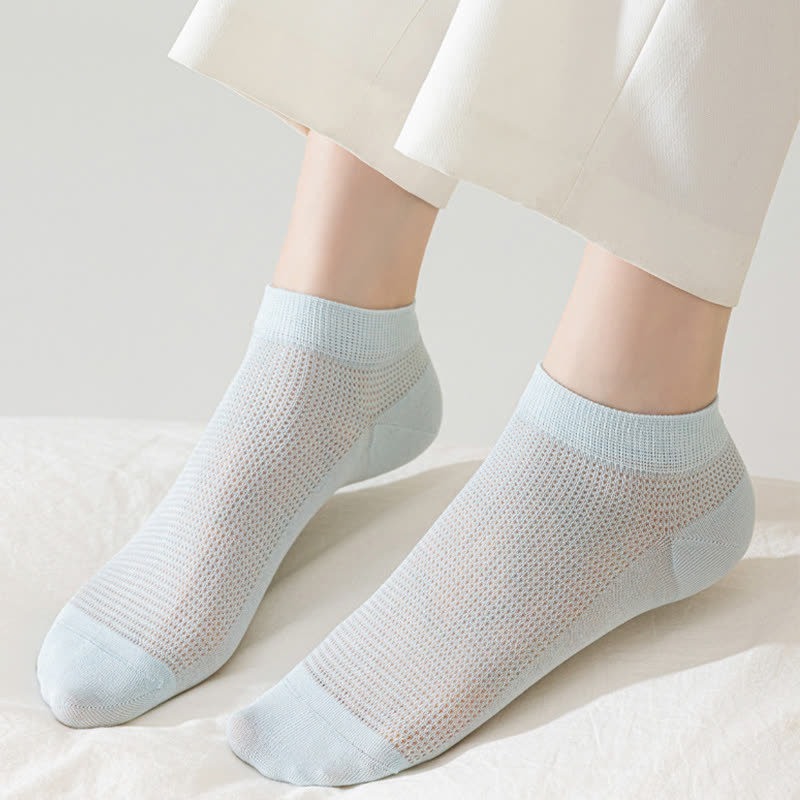 Plusock Mesh Breathable Mulberry Silk Ankle Socks(5 Pairs) - image 9