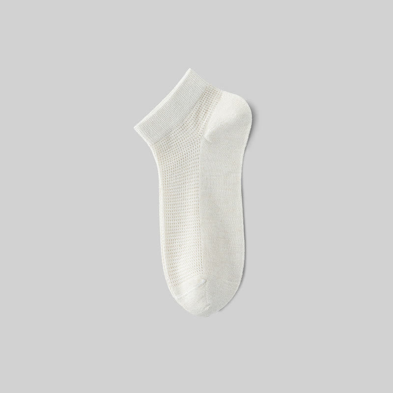 Plusock Mesh Breathable Mulberry Silk Ankle Socks(5 Pairs) - White - EU36-40(US3-7) - image 3