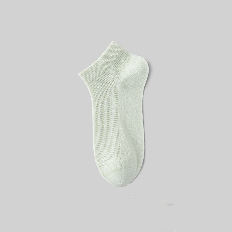 Plusock Mesh Breathable Mulberry Silk Ankle Socks(5 Pairs) - Light Green - EU36-40(US3-7) - image 12