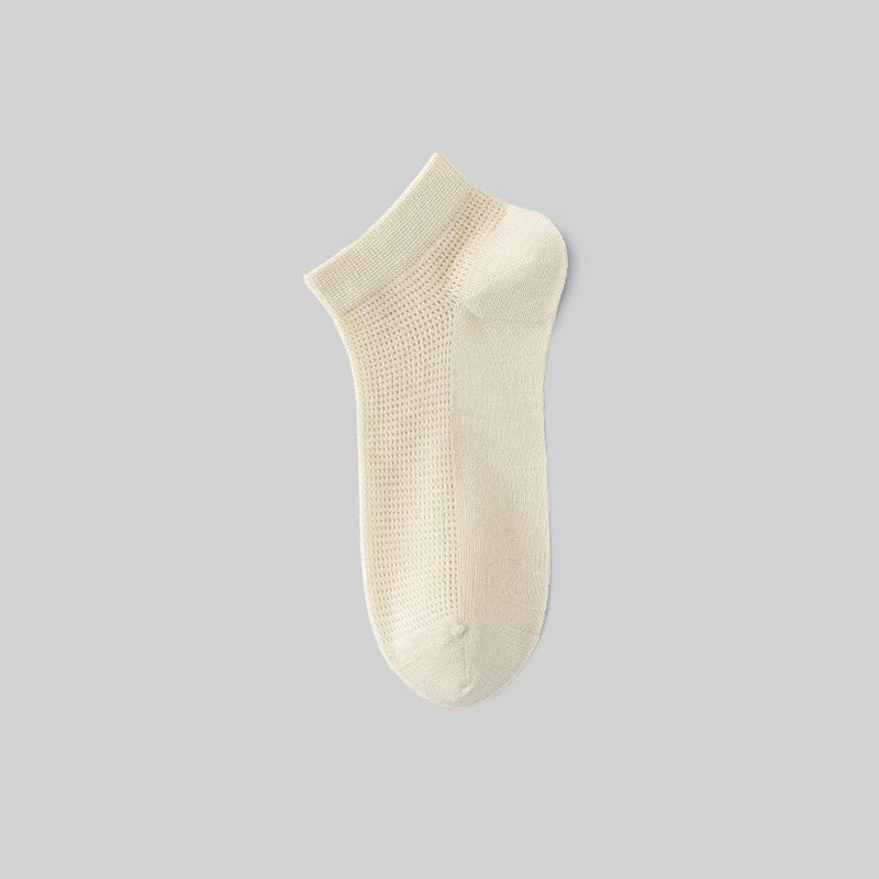 Plusock Mesh Breathable Mulberry Silk Ankle Socks(5 Pairs) - Beige - EU36-40(US3-7) - image 5