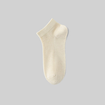 Plusock Mesh Breathable Mulberry Silk Ankle Socks(5 Pairs) - Beige - EU36-40(US3-7) - image 5