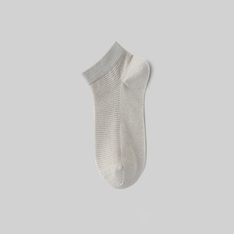 Plusock Mesh Breathable Mulberry Silk Ankle Socks(5 Pairs) - Grey - EU36-40(US3-7) - image 13