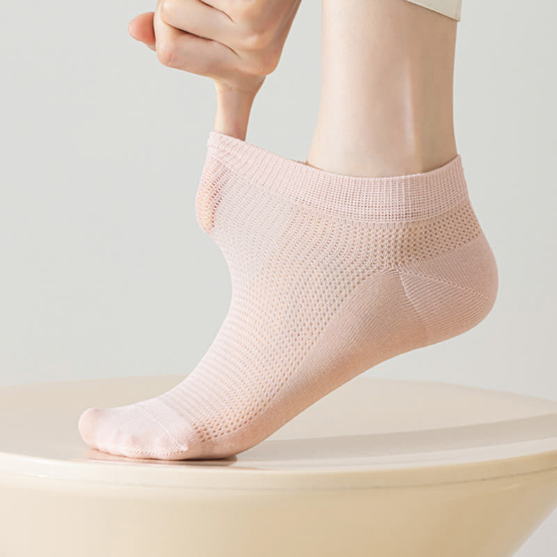 Plusock Mesh Breathable Mulberry Silk Ankle Socks(5 Pairs) - image 6