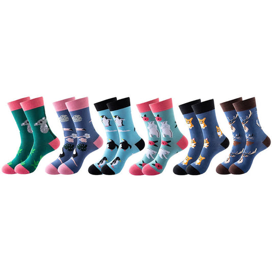 Animal Series Quarter Socks(6 Pairs) - Multicolor - EU36-43(US3-9) - image 1