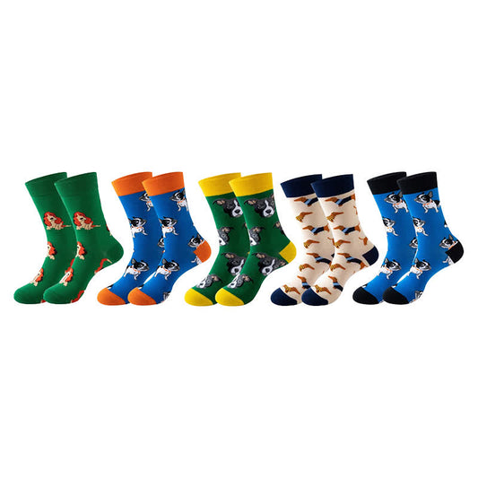 Cute Dog Series Quarter Socks(5 Pairs) - Multicolor - EU36-43(US3-9) - image 1