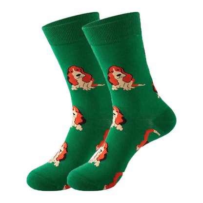 Cute Dog Series Quarter Socks(5 Pairs) - Dark Green - EU36-43(US3-9) - image 6
