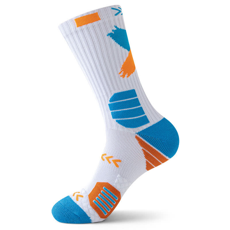 Arrow Graphic Print Sports Quarter Compression Socks(5 Pairs) - Blue&Orange - EU39-44(US6-10) - image 12