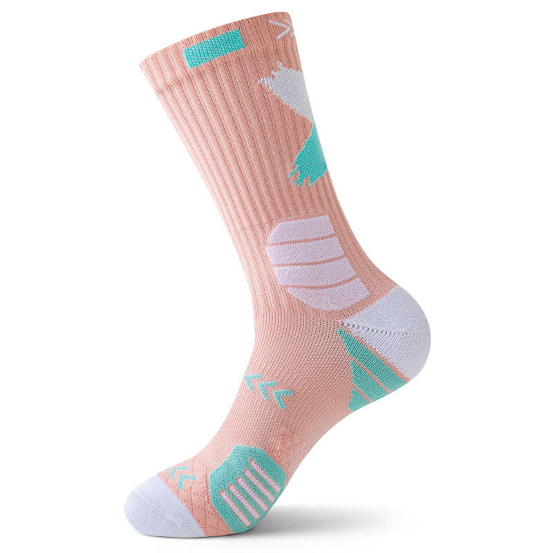 Arrow Graphic Print Sports Quarter Compression Socks(5 Pairs) - Pink - EU39-44(US6-10) - image 5