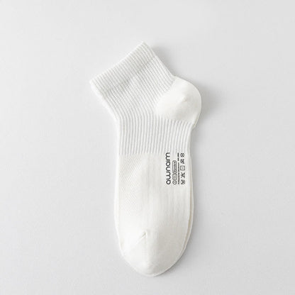 Mesh Cotton Letter Print Ankle Socks(7 Pairs) - White - EU39-44(US6-10) - image 6