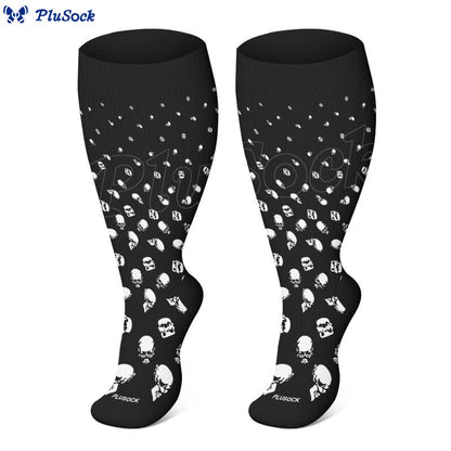 Plus Size Halloween Fun Skull Print Compression Socks(3 Pairs) - image 2