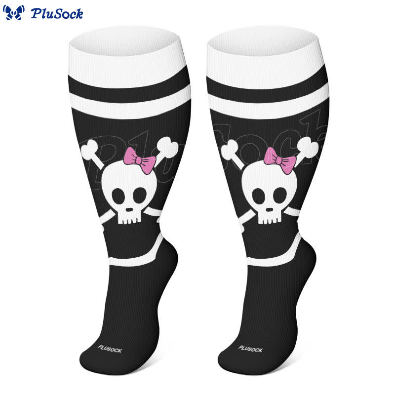 Plusock Plus Size Halloween Large Skull Print Compression Socks(3 Pairs) - image 4