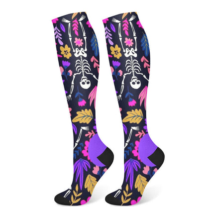 Halloween Skull-inspired Print Compression Socks(3 Pairs) - Purple(1 Pair) - S/M - image 7