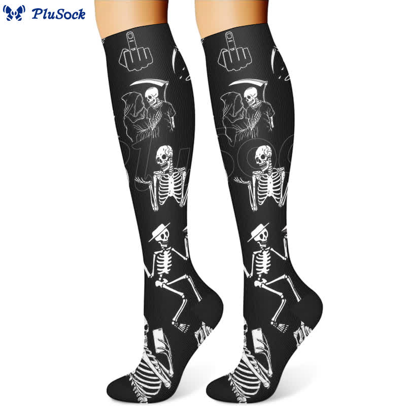 Halloween Skull-inspired Print Compression Socks(3 Pairs) - image 4