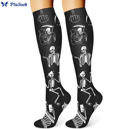 Halloween Skull-inspired Print Compression Socks(3 Pairs) - image 4