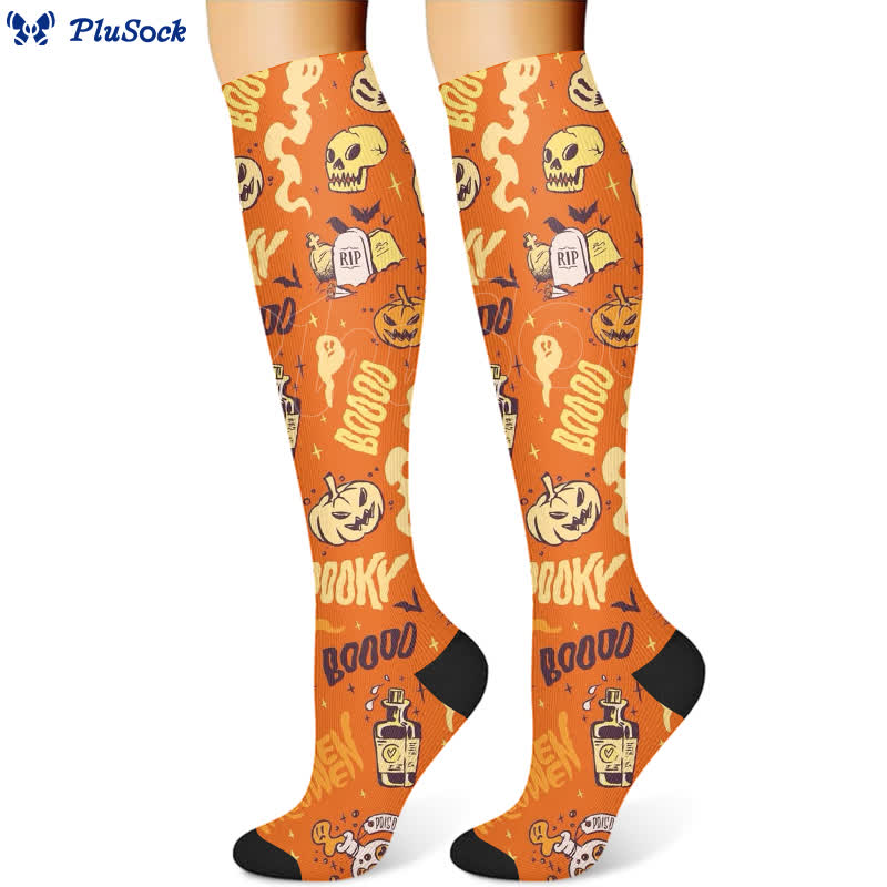 Halloween Creative Skull Print Compression Socks(3 Pairs) - image 3
