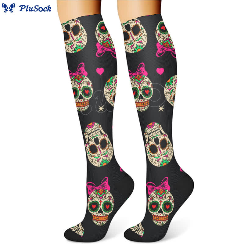 Halloween Creative Skull Print Compression Socks(3 Pairs) - image 2