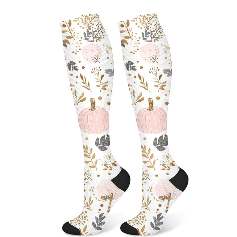 Halloween Cute Ghost Cat Print Compression Socks(3 Pairs) - White(1 Pair) - S/M - image 8