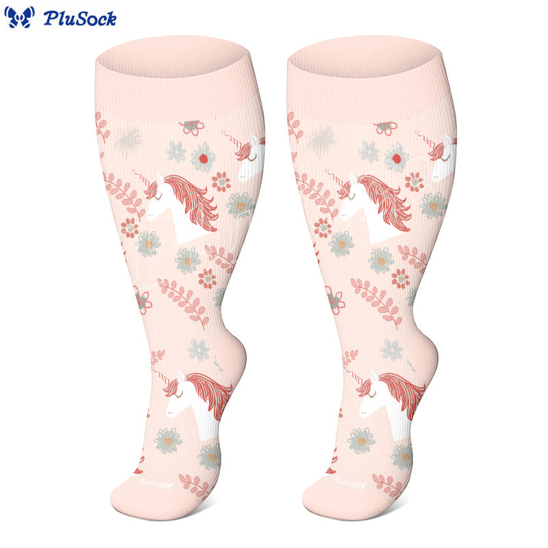 Plus Size Abstract Unicorn Compression Socks(3 Pairs) - image 3