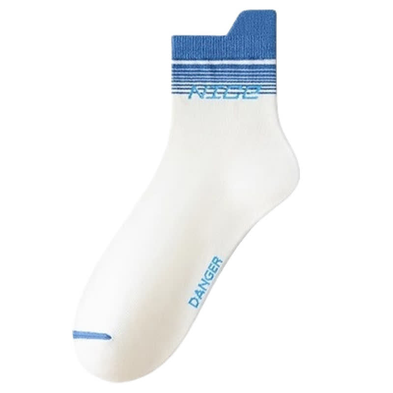 Striped Letter Print Cotton Ankle Compression Socks(5 Pairs) - White - EU39-44(US6-10) - image 7