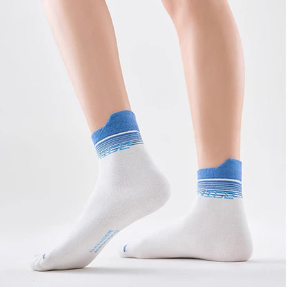 Striped Letter Print Cotton Ankle Compression Socks(5 Pairs) - image 5
