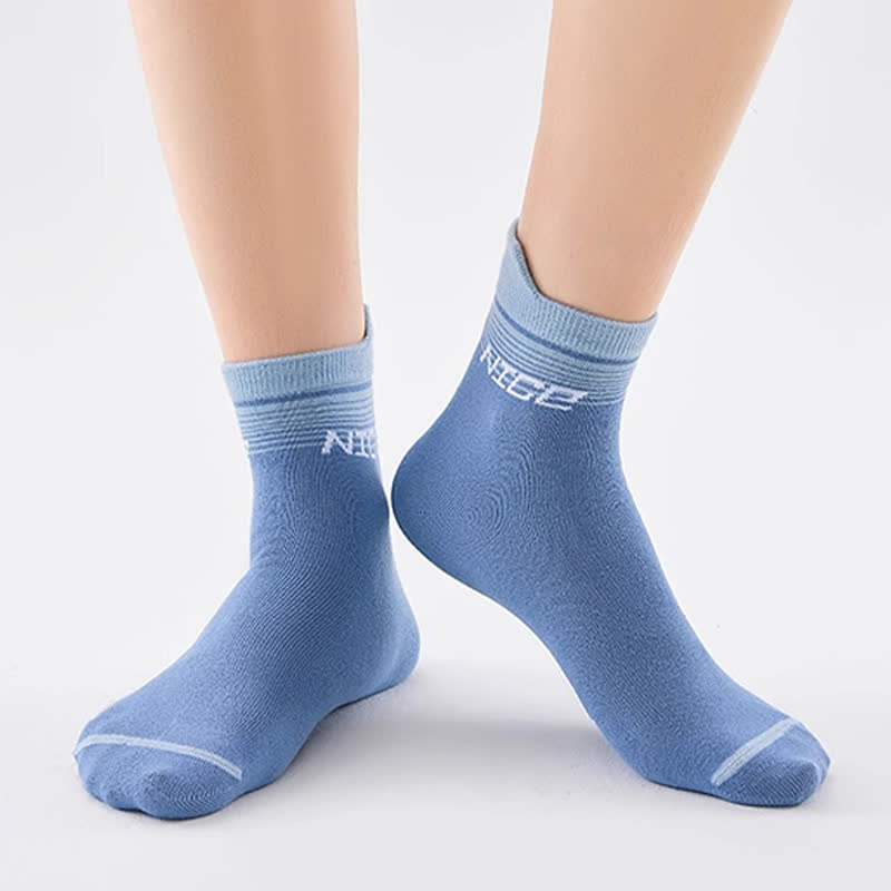 Striped Letter Print Cotton Ankle Compression Socks(5 Pairs) - image 8
