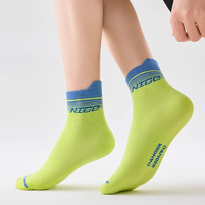 Striped Letter Print Cotton Ankle Compression Socks(5 Pairs) - image 13